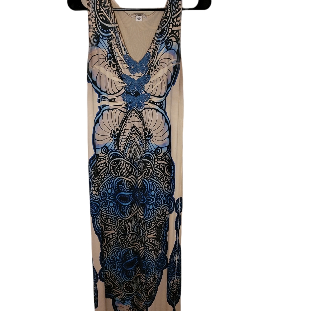 Cato cream & blue maxi dress.